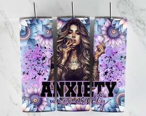 Anxiety University - Girl smoking - Purple and Blue - 20oz Tumbler