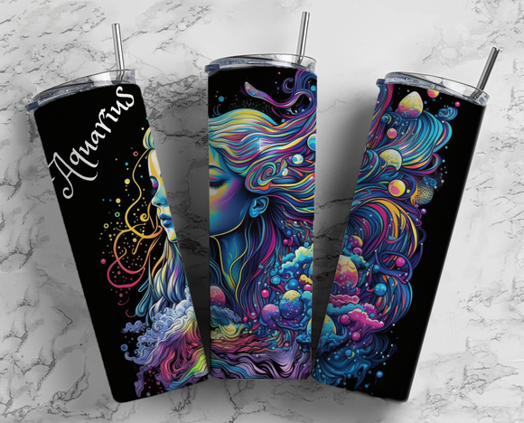 Aquarius - Zodiac Sign - Rainbow Girl - 20oz Tumbler