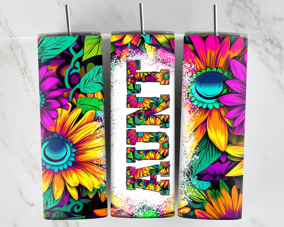 Aunt with colourful flowers - 20oz Tumbler