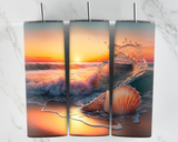 Beach waves crashing - sunset and a sea shell - 20oz Tumbler