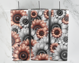 Beige and black sunflowers - 20oz Tumbler