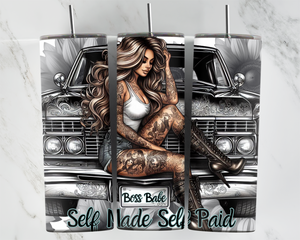 Boss Babe - Self Made Self Paid - Girl with car - 20oz Tumbler