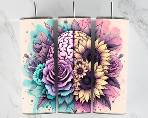 Brain with Flowers - Mental Health - 20oz Tumbler