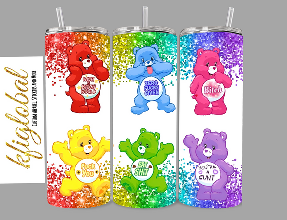 Bright Colourful Swear Bears - 20oz Tumbler