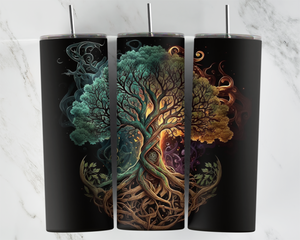 Celtic knot tree - elemental - smoke and fire - 20oz Tumbler