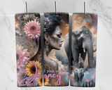 Find your own journey - Girl with sunflowers and elephants - 20oz Tumbler