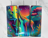 Giraffe with waterfall - Rainbow - 20oz Tumbler