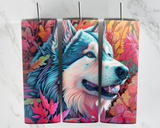 Husky surrounded by leaves - 20oz Tumbler