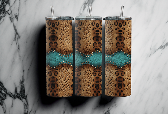 Leopard, Stud cow hide and Turquoise - 20oz Tumbler