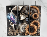 Mindset is Everything - Girl with hat, Sunflowers and a Crystal - 20oz Tumbler