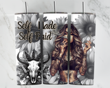 Self made self paid - Girl with black sunflower and cow skull - 20oz Tumbler