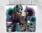 Smutty Badass- Girl reading Book - Purple and Teal - 20oz Tumbler