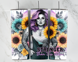 Stronger than the Storm - Girl with tattoos and glasses - Flowers - 20oz Tumbler