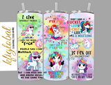 Sweary Unicorns with quotes - 20oz Tumbler