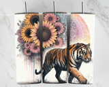 Tiger with sunflowers and mandala - 20oz Tumbler