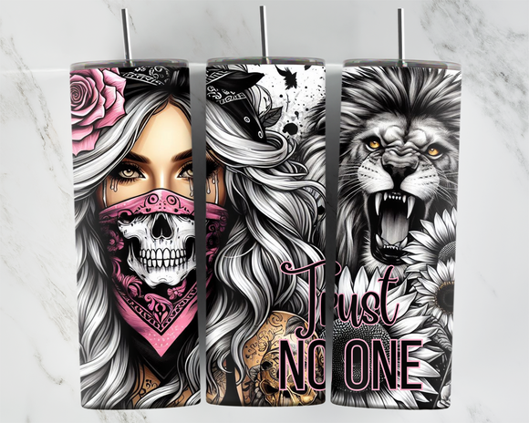 Trust No One - Girl with Lion - 20oz Tumbler