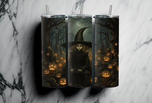 Witch Surrounded by Glowing Pumpkins - Jack-o-lanterns - 20oz Tumbler