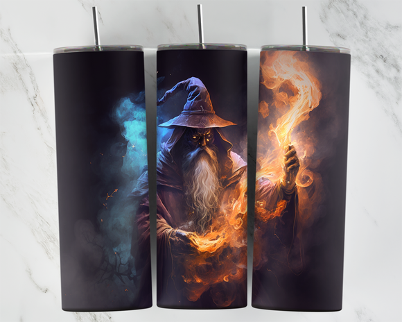 Wizard - elemental - smoke and fire - 20oz Tumbler