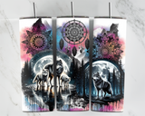 Wolf Family with moon and dreamcatchers - 20oz Tumbler