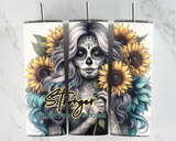 You Are Stronger than the storm, day of the dead girl with yellow sunflowers - 20oz Tumbler