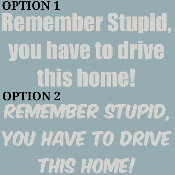 Remember Stupid, you have to drive this home! Sticker