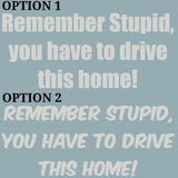 Remember Stupid, you have to drive this home! Sticker