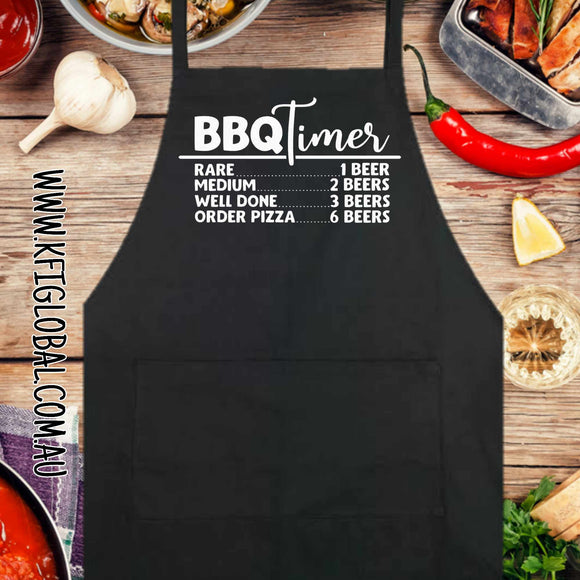 BBQ Timer design on Apron with a pocket - Beers