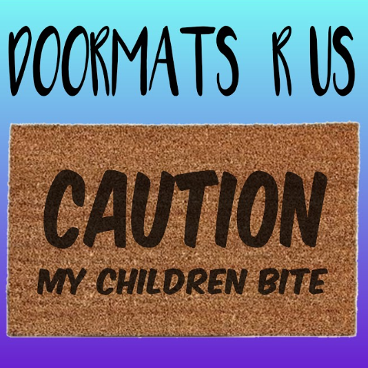 Caution my child bites Doormat - Doormats R Us