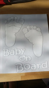 Baby On Board Sticker with footprints