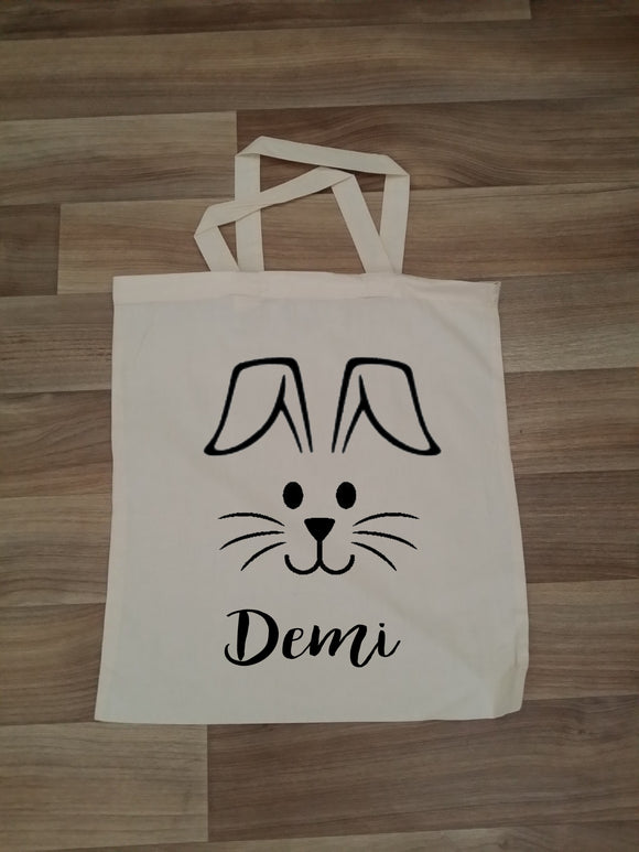 Personalised Easter Bunny Face Bag - Tote Bag