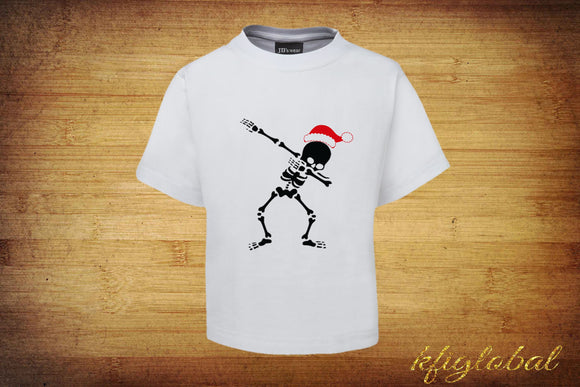 Christmas Skeleton Dab Shirt - childrens
