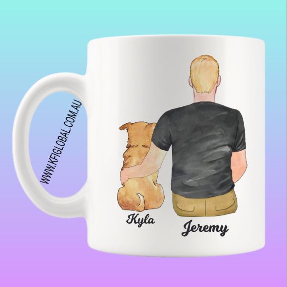 Personalised Pet and friend Design Mug - with male