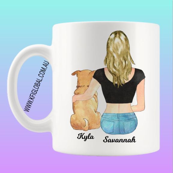 Personalised Pet and friend Design Mug - with female
