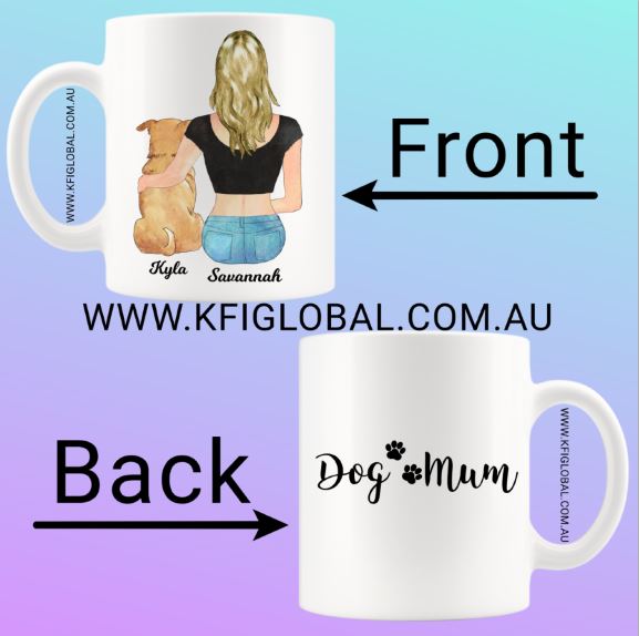 Personalised Pet and friend Design Mug - with female - pet mum