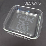 Personalised / Custom Glass Baking Dish - etched / engraved