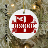 Personalised Christmas Monogram Ceramic Ornament - (bauble)