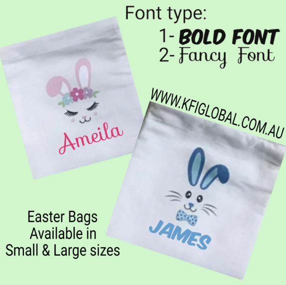 Personalised Easter Bunny Face Tote Bag - Pink or Blue