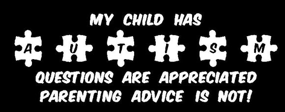My Child has Autism Sticker - Autism Awareness