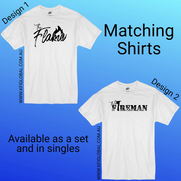 The Flame and The fireman design - Matching Shirts - Couples